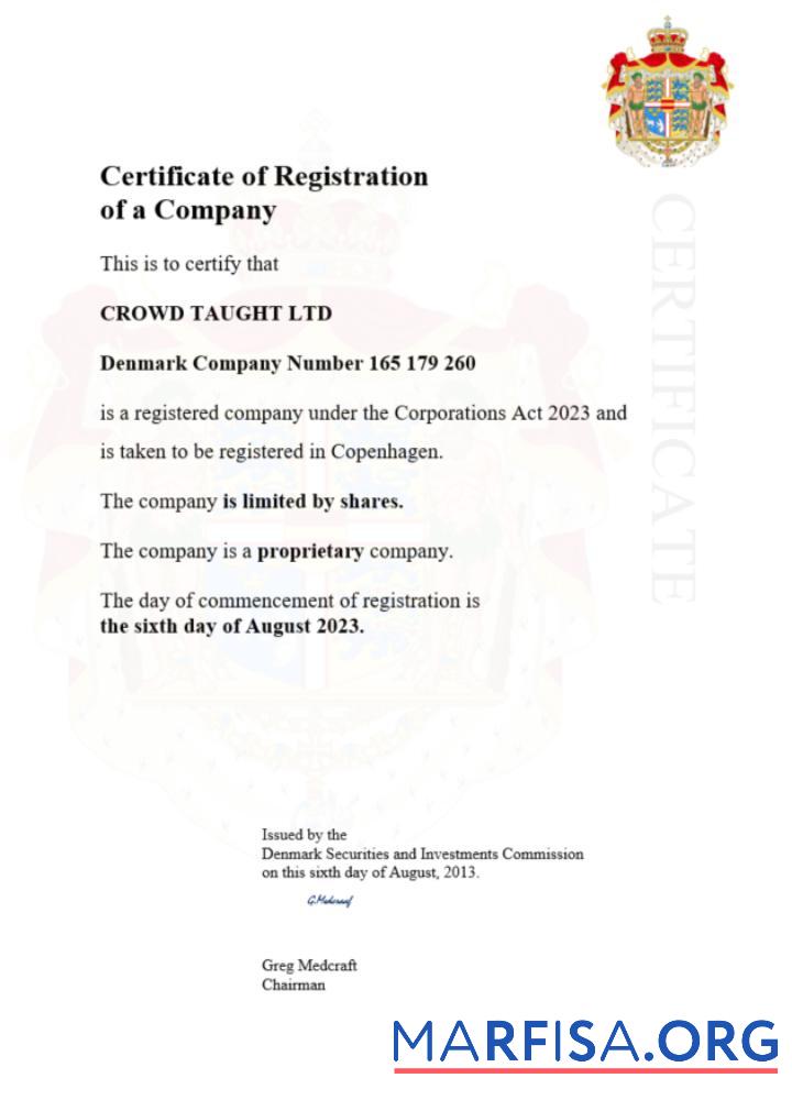 Blank Denmark certificate of registration Word and PDF template